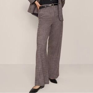 ANN TAYLOR Margo Brown Plaid Wide Leg Pants Women’s Trousers